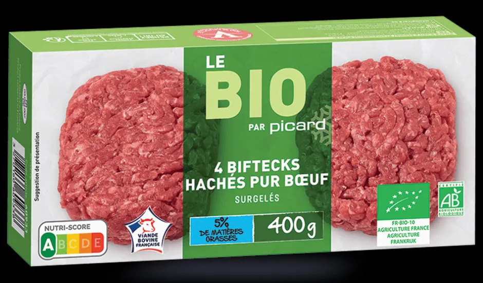 4 biftecks hachés bio (100g) pur boeuf*Picard Outlet