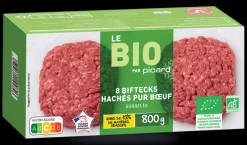 8 biftecks hachés bio, pur boeuf, 15% M.G maximum*Picard New