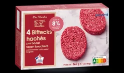 4 biftecks hachés (140g), pur boeuf, 8% M.G maxi*Picard Discount