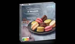 16 macarons chocolat, framboise, vanille, pistache*Picard Hot