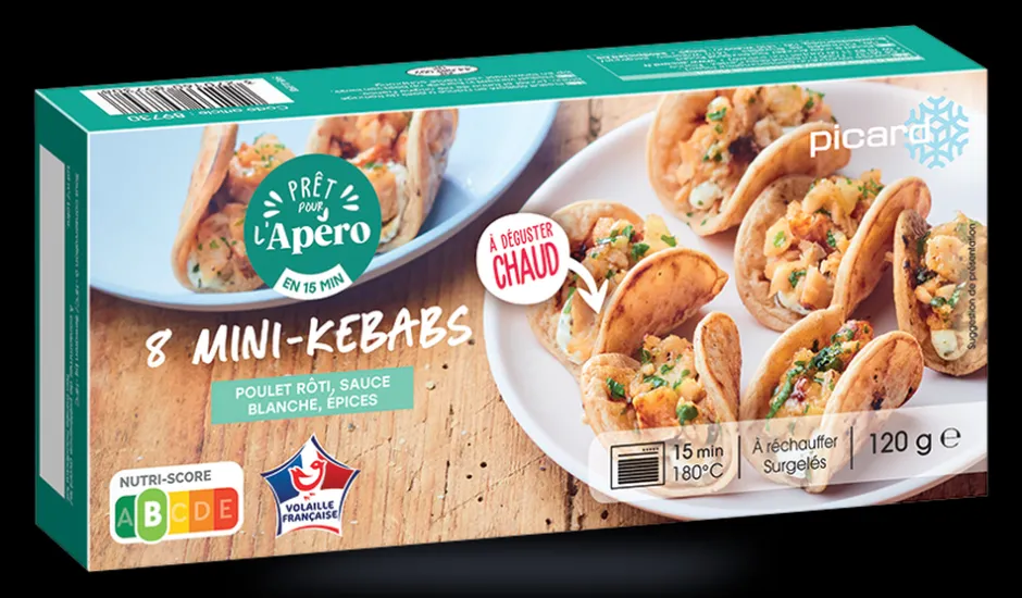 8 mini kebabs, poulet rôti, sauce blanche, épices*Picard Discount