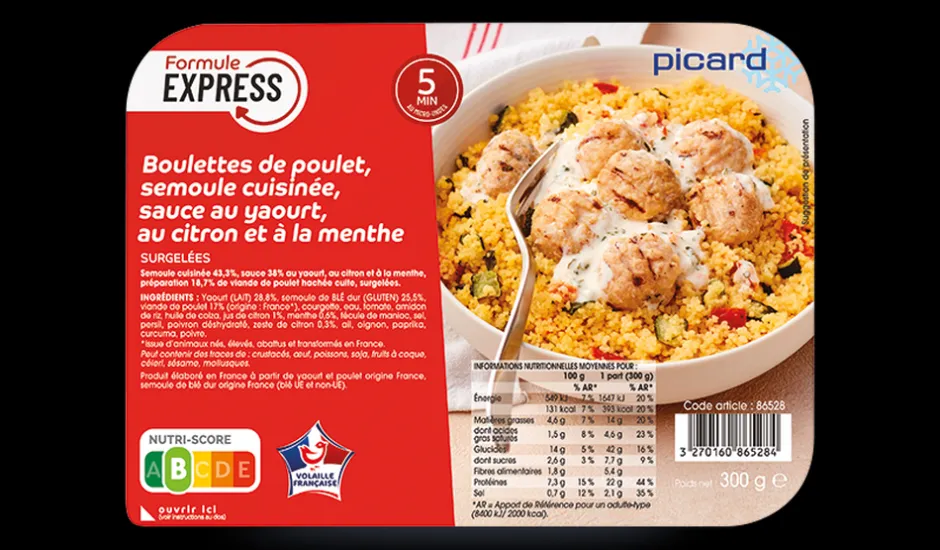 Boulettes de poulet, semoule cuisinée*Picard New