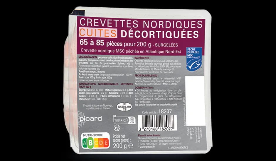 Crevettes nordiques cuites décortiquées MSC*Picard New