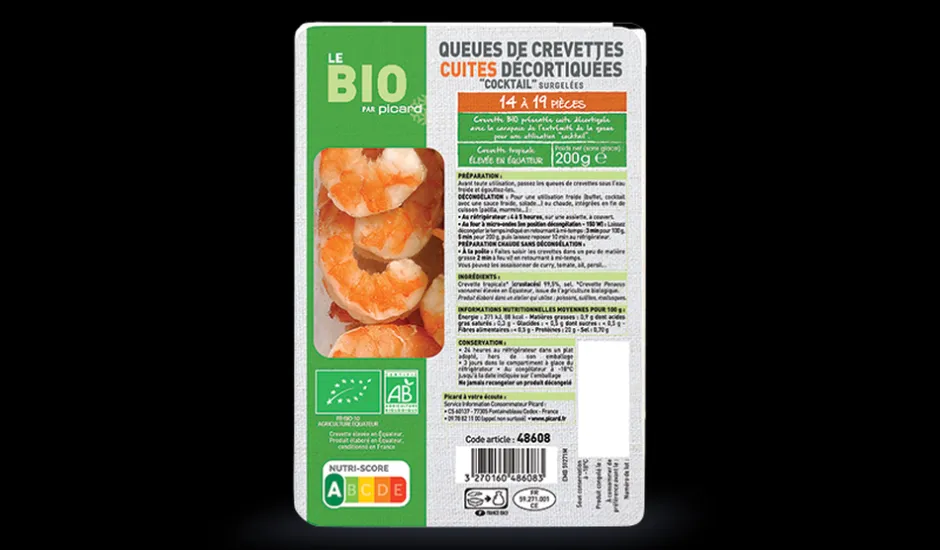 Queues crevettes cuites décortiquées cocktail bio*Picard Discount