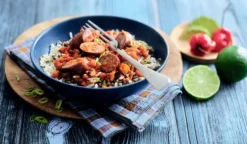 Rougail saucisse, riz blanc et lentilles cuisinées*Picard New