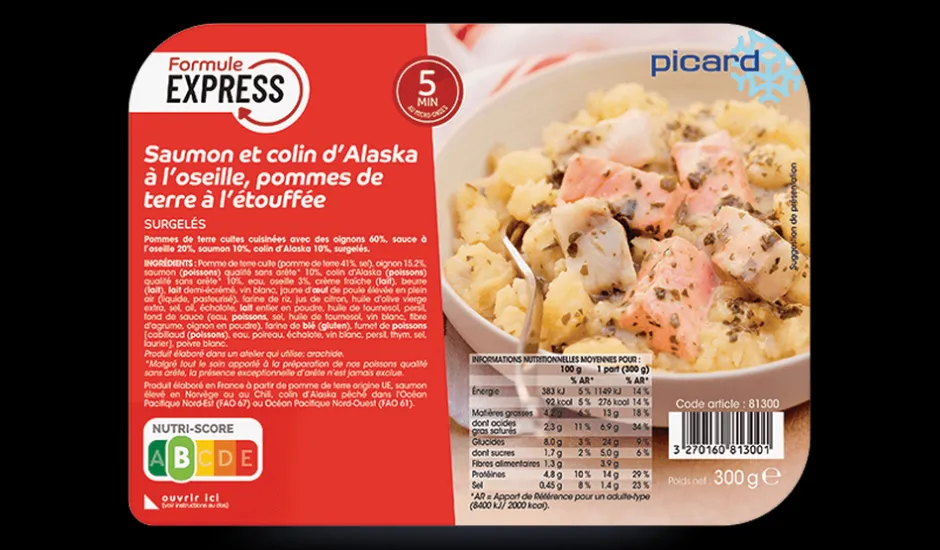 Saumon et colin d’Alaska à l’oseille, pommes de terre à l’étouffée*Picard Outlet