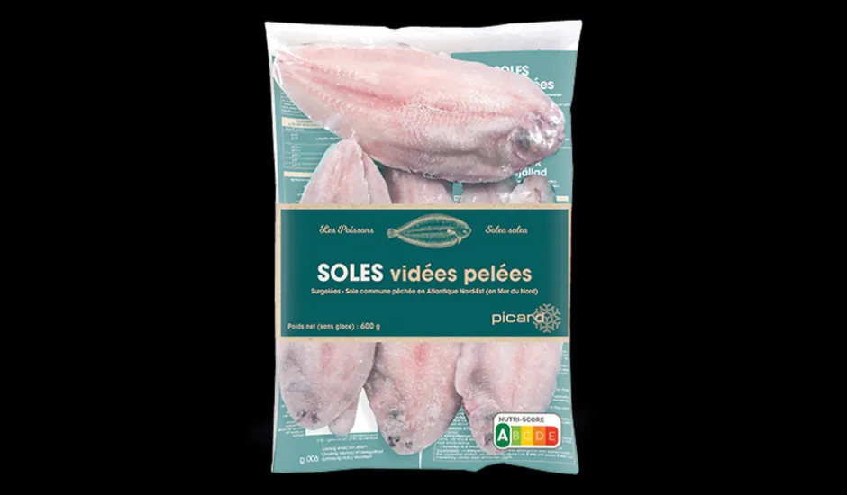 Soles, Mer du Nord, entières, vidées, pelées*Picard
